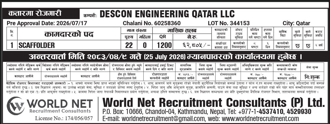 Scaffolder for Descon Qatar