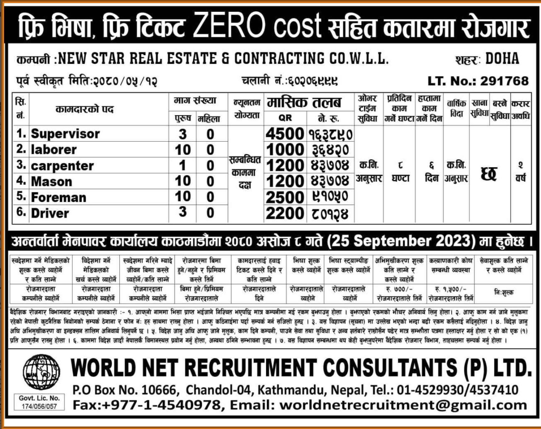 Golden Opportunity – Free Visa & Ticket for Gulf Jobs – Interview on [Date]